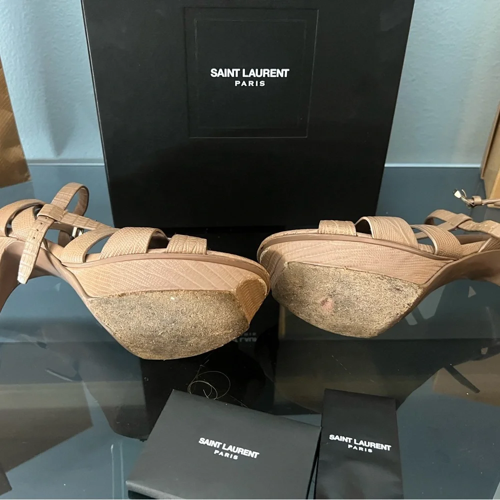 Saint Laurent T-Strap Platform Sandals - Picture 13 of 15